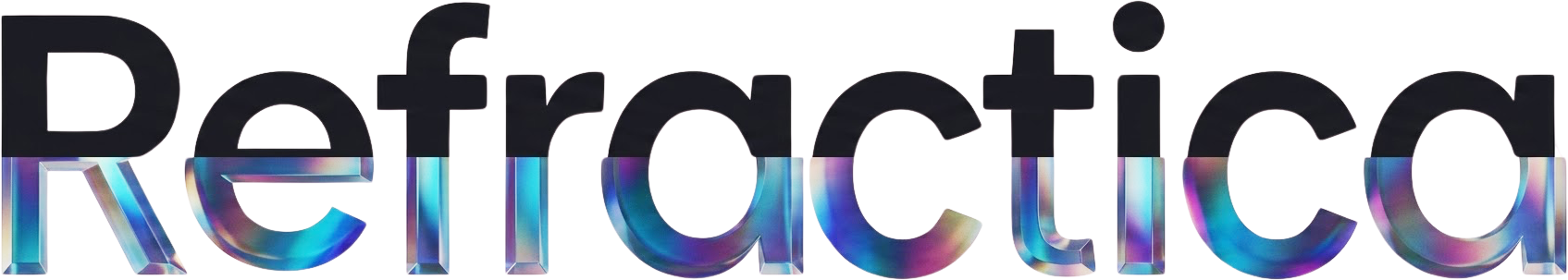 Refractica iridescent wordmark.